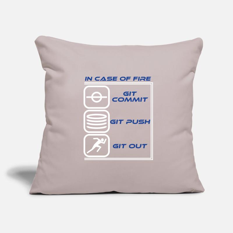 "In Case Of Fire Git Commit Git Push Git Out" Sofa pillowcase 17,3'' x 17,3'' (45 x 45 cm)