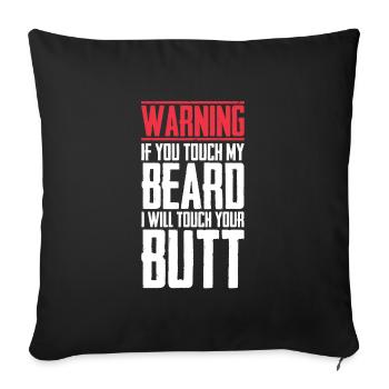 Barbe barbe barbe pleine barbe barbiche barbe chaume barbe - Housse de coussin décorative 45 x 45 cm - noir - Devant
