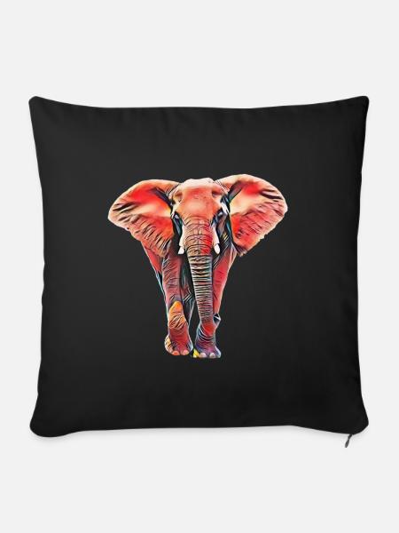 Elefant - Sofakissenbezug 45 x 45 cm - Schwarz