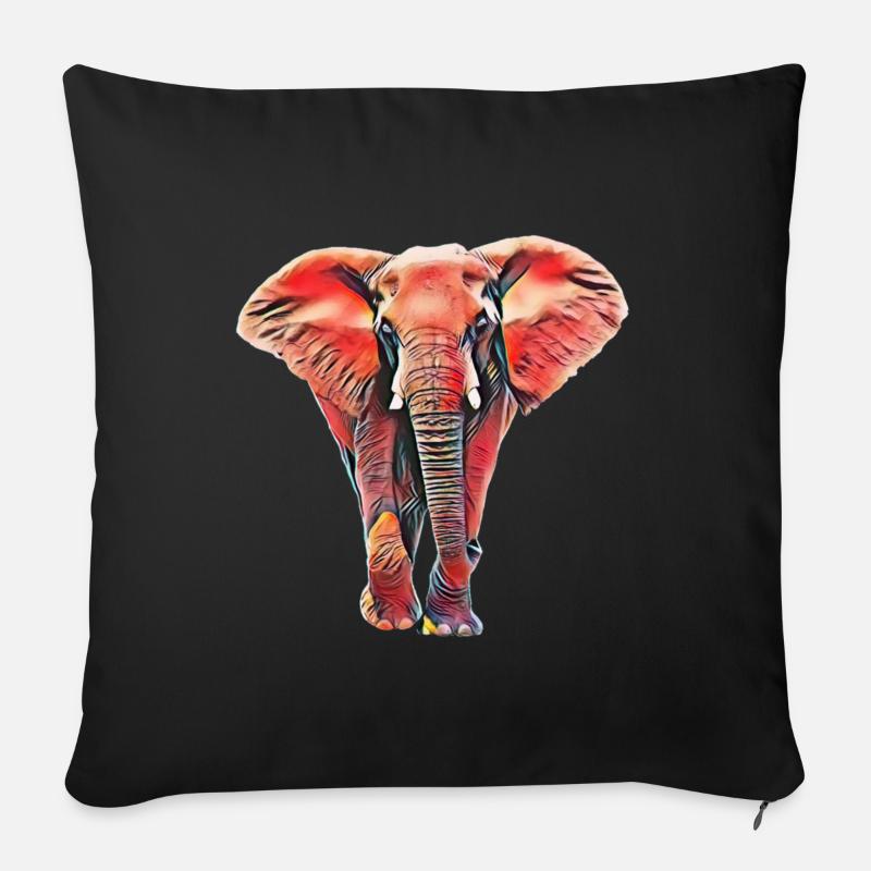 Elefant - Sofakissenbezug 45 x 45 cm - Schwarz