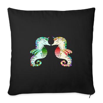 seahorse love - seahorse sea animal - Sofa pillowcase 17,3'' x 17,3'' (45 x 45 cm) - black - Front