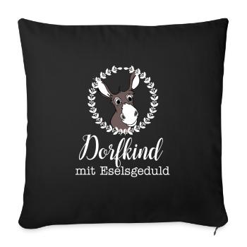 village child with donkey patience - Sofa pillowcase 17,3'' x 17,3'' (45 x 45 cm) - black - Front