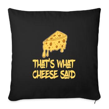 Drôle de TShirt au fromage pour les personnes dépendantes - Housse de coussin décorative 45 x 45 cm - noir - Devant