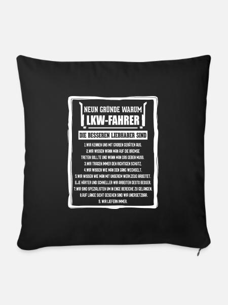 Lustiges LKW-Fahrer Trucker LKW Geschenk Herren - Sofakissenbezug 45 x 45 cm - Schwarz