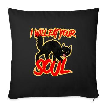 Katze hauskatze Kätzin Samtpfote Miezekatze Mieze - Sofakissenbezug 45 x 45 cm - Schwarz - Vorne