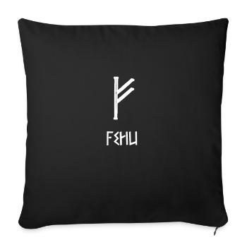 Fehu Viking runes - Sofa pillowcase 17,3'' x 17,3'' (45 x 45 cm) - black - Front