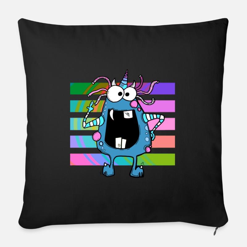 Lustiges verrücktes Monster - Sofakissenbezug 45 x 45 cm - Schwarz