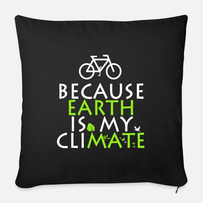 Bicycle because earth is my cliMATE - Sofa pillowcase 17,3'' x 17,3'' (45 x 45 cm) - black