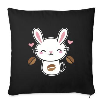 Cadeau de grain de café café lapin caféine lapin - Housse de coussin décorative 45 x 45 cm - noir - Devant