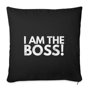 Je suis le patron Funny Sayings Mom Dad Gift - Housse de coussin décorative 45 x 45 cm - noir - Devant