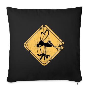 Idée de cadeau de danger de signe de rue de moustique moustique - Housse de coussin décorative 45 x 45 cm - noir - Devant