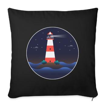 Lighthouse, international lighthouse day - Sofa pillowcase 17,3'' x 17,3'' (45 x 45 cm) - black - Front
