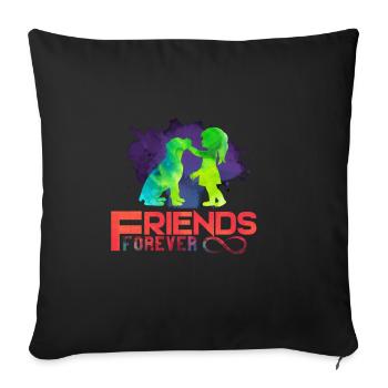 Dog friends forever childhood - Sofa pillowcase 17,3'' x 17,3'' (45 x 45 cm) - black - Front
