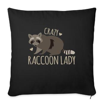 Dame de raton laveur fou Nouveau avec des ratons laveurs mignons - Housse de coussin décorative 45 x 45 cm - noir - Devant