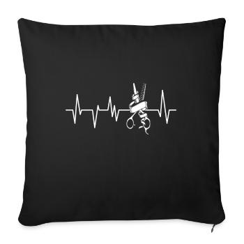Coiffeuse coeur coups de coeur boucle peigne - Housse de coussin décorative 45 x 45 cm - noir - Devant