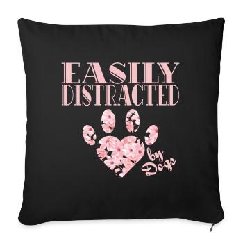 Facilement distrait par les chiens et les tissus - Housse de coussin décorative 45 x 45 cm - noir - Devant