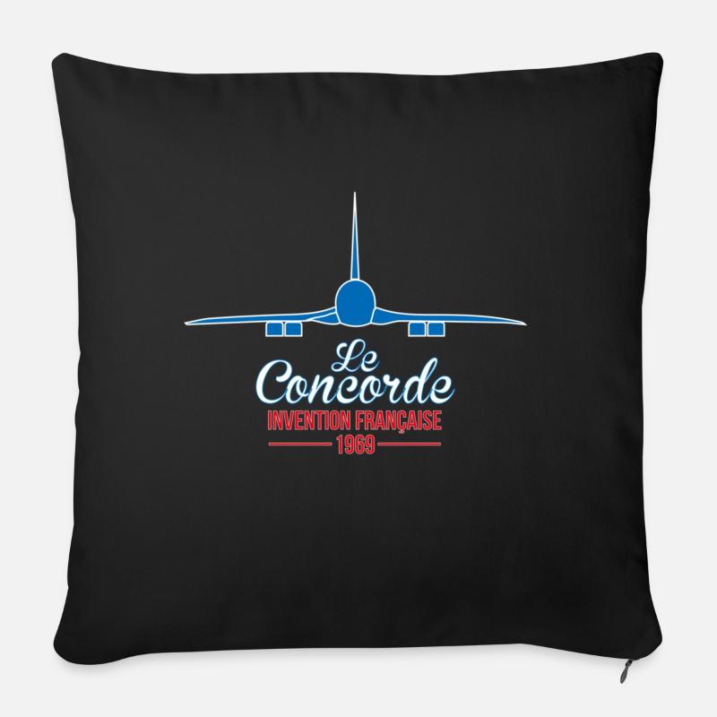 France bleu blanc rouge Le Concorde - Housse de coussin décorative 45 x 45 cm - noir