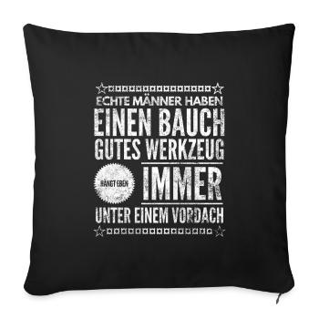 Echte Männer haben Bauch Geschenk - Sofakissenbezug 45 x 45 cm - Schwarz - Vorne