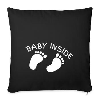 bébé dans le ventre de bébé - Housse de coussin décorative 45 x 45 cm - noir - Devant