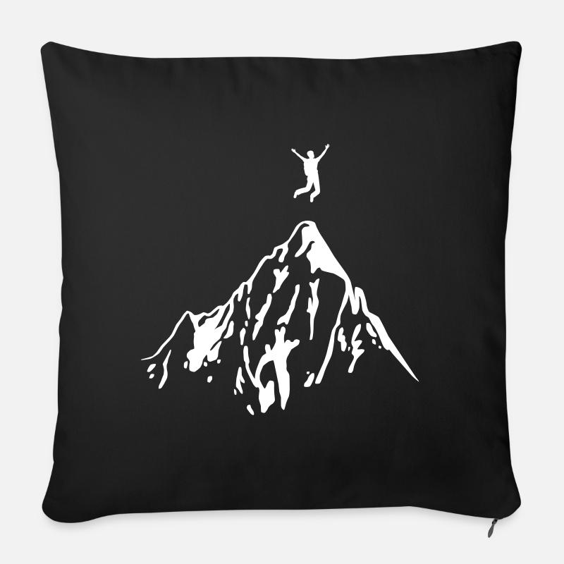 Bergsteiger erreicht Gipfel - Sofakissenbezug 45 x 45 cm - Schwarz