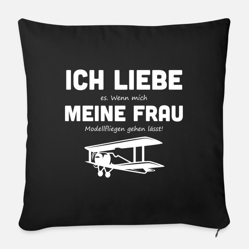Modellflieger RC Pilot fliegen Kunstflug Geschenk - Sofakissenbezug 45 x 45 cm - Schwarz