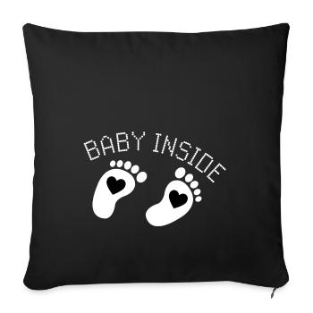 baby inside auf dem babybauch - Sofakissenbezug 45 x 45 cm - Schwarz - Vorne