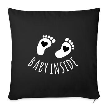 baby inside füße mit herz - Sofakissenbezug 45 x 45 cm - Schwarz - Vorne