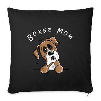 Boxer allemand maman chiens cadeau pour maman - Housse de coussin décorative 45 x 45 cm - noir - Devant