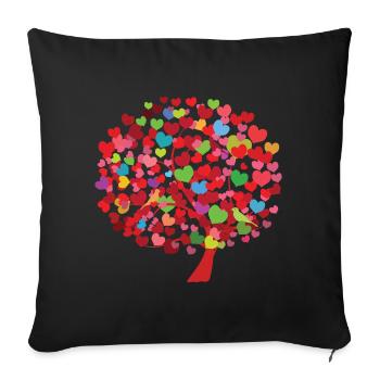 Heart tree illustration with colorful leaves - Sofa pillowcase 17,3'' x 17,3'' (45 x 45 cm) - black - Front