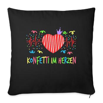 Buntes TStück "Konfetti im Herzen", das "Konfetti - Sofakissenbezug 45 x 45 cm - Schwarz - Vorne