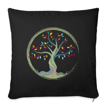 kleiner Baum mit bunten Blättern im Kreis - Sofakissenbezug 45 x 45 cm - Schwarz - Vorne