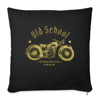 Vieux motard de la vieille école 1969 - Housse de coussin décorative 45 x 45 cm - noir - Devant