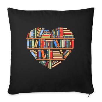 Hearty Library Books For Amazing People "Reading - Sofa pillowcase 17,3'' x 17,3'' (45 x 45 cm) - black - Front