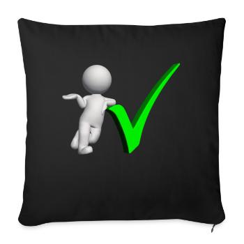 3D figure with green check mark - Sofa pillowcase 17,3'' x 17,3'' (45 x 45 cm) - black - Front
