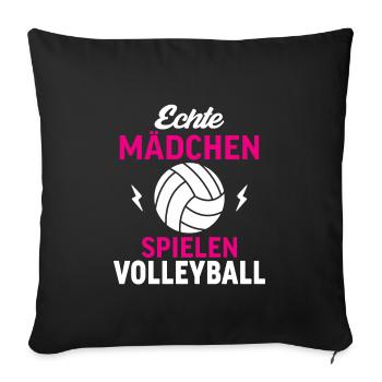 Echte Mädchen Spielen Volleyball - Sofakissenbezug 45 x 45 cm - Schwarz - Vorne