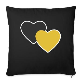 Coeur d'amour noir jaune - Housse de coussin décorative 45 x 45 cm - noir - Devant