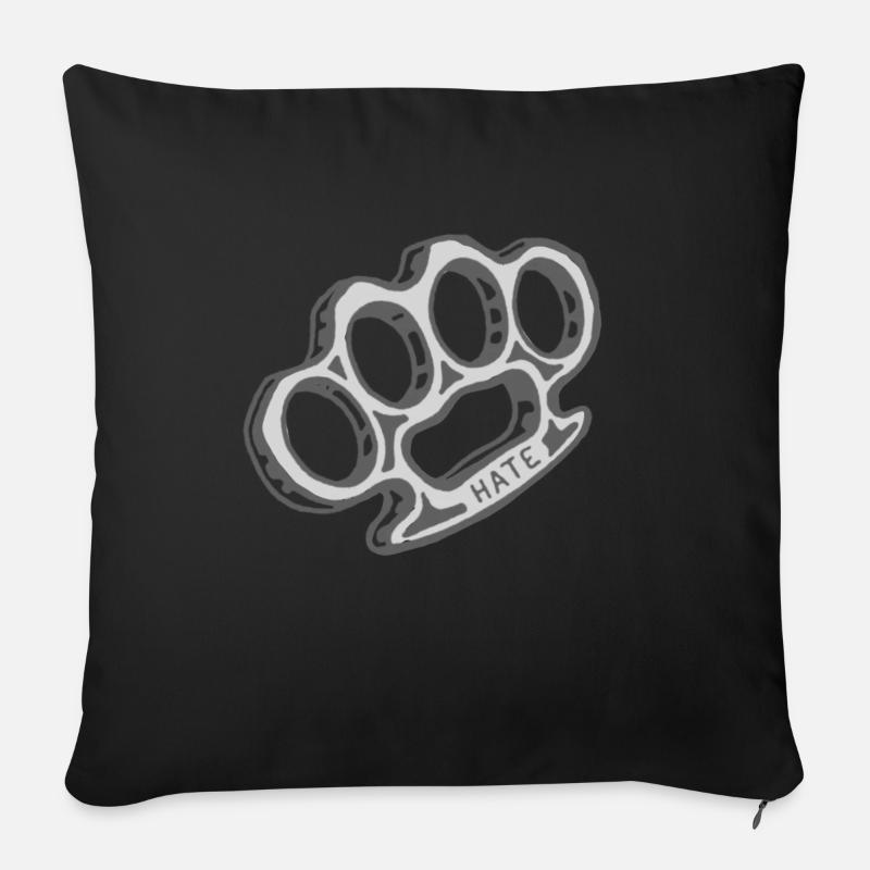 brass knuckles weapon hate hate - Sofa pillowcase 17,3'' x 17,3'' (45 x 45 cm) - black