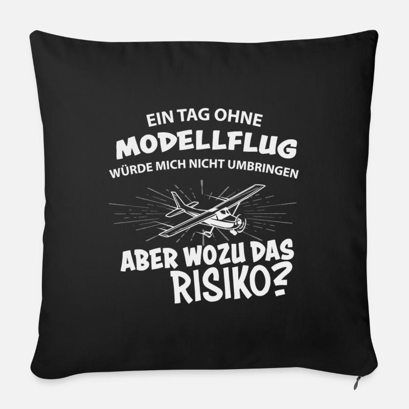 Modellflug RC Flugzeug Modellflieger - Sofakissenbezug 45 x 45 cm - Schwarz