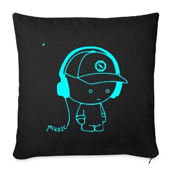 Garçon - casque - musique - Housse de coussin décorative 45 x 45 cm - noir - Devant