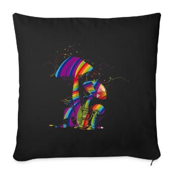 Champignons fantaisie colorés en peinture fluorescente - Housse de coussin décorative 45 x 45 cm - noir - Devant