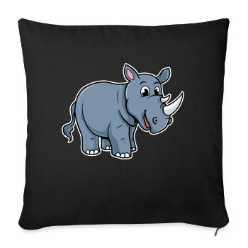 Rhino - rhinoceros - Sofa pillowcase 17,3'' x 17,3'' (45 x 45 cm) - black - Front