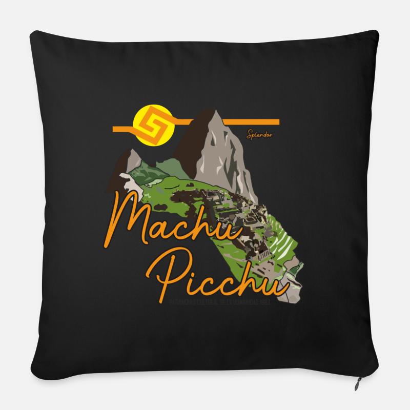 Machu Picchu -Cuzco Pérou - Housse de coussin décorative 45 x 45 cm - noir