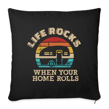 Caravane - Housse de coussin décorative 45 x 45 cm - noir - Devant