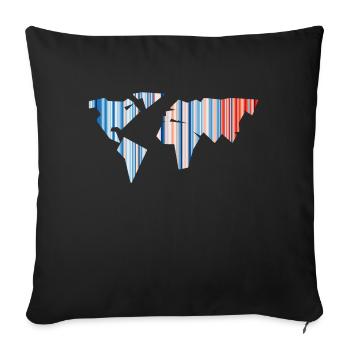 World Map - Climate Change - Warming Stripes - Earth - Sofa pillowcase 17,3'' x 17,3'' (45 x 45 cm) - black - Front