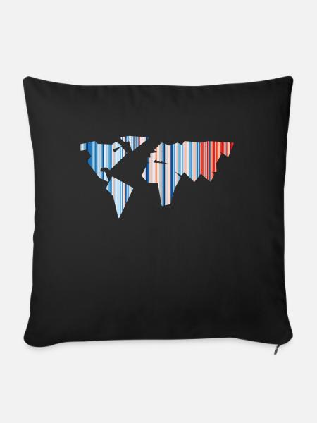 Weltkarte - Klimawandel - Warming Stripes - Erde - Sofakissenbezug 45 x 45 cm - Schwarz
