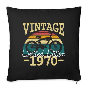 Vintage 1970 retro bicycle birthday gift - Sofa pillowcase 17,3'' x 17,3'' (45 x 45 cm) - black - Front