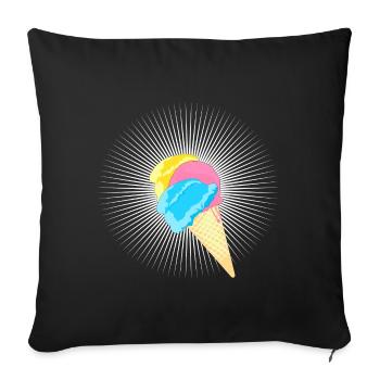 Ice cream cone ice cream cone soft ice cream waffle blasting - Sofa pillowcase 17,3'' x 17,3'' (45 x 45 cm) - black - Front