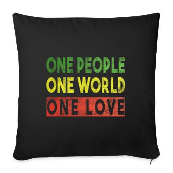 One People One World One Love Reggae Music Design - Sofakissenbezug 45 x 45 cm - Schwarz - Vorne