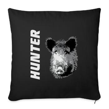 Wild Boar - Hunter - Wildschwein - Jäger - Sofakissenbezug 45 x 45 cm - Schwarz - Vorne