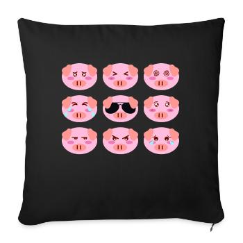 Cool Pig Pink Different Mood Faces Of Personality - Sofa pillowcase 17,3'' x 17,3'' (45 x 45 cm) - black - Front
